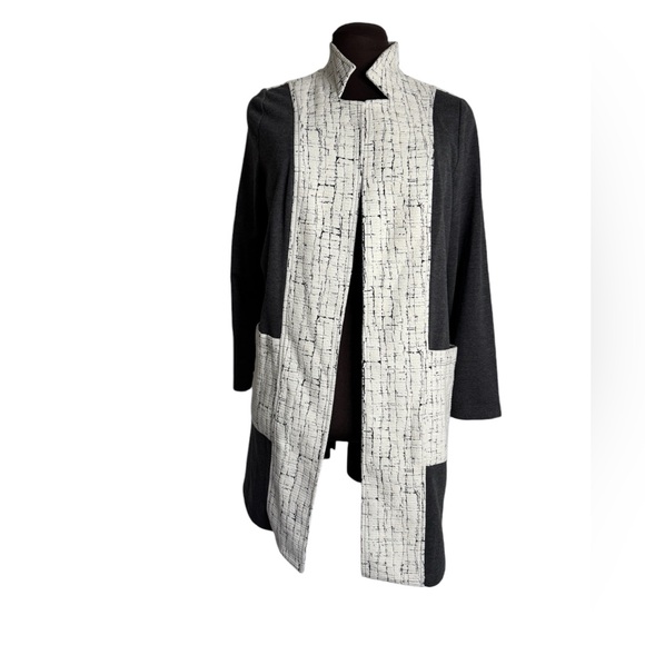 IC by Connie K Mandarin Neckline Long Jacket Open Front Coat - Picture 1 of 10